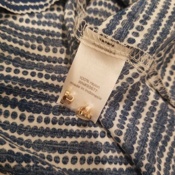 New JCP Women's XL Button Down Shirt Top Long Sleeves Blouse Dot Stripe EST Blue - Picture 8 of 8